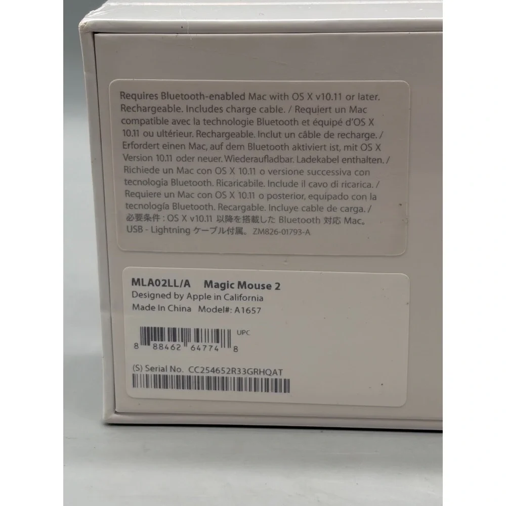 Apple Magic Mouse 2 Wireless Mouse - Silver (MLA02LL/A) - Sealed